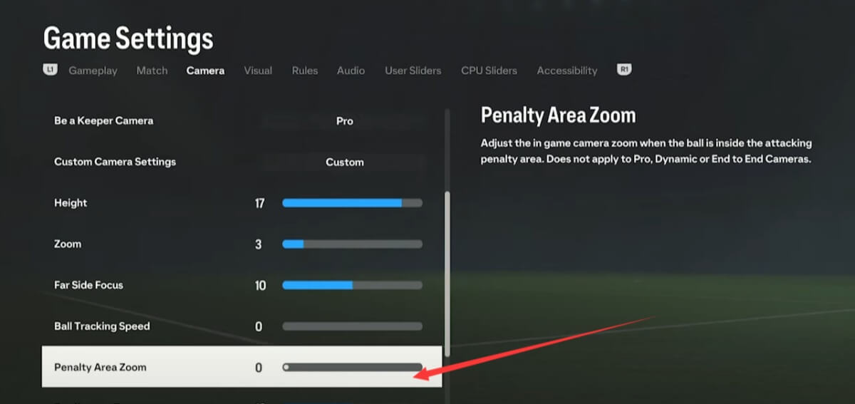 Game Setting - Penalty Area Zoom